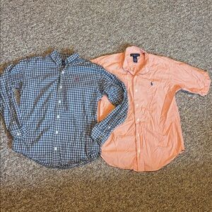 Bundle Polo Ralph Lauren Youth Navy plaid Orange gingham 12/14